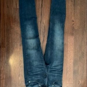 Straight leg jeans.